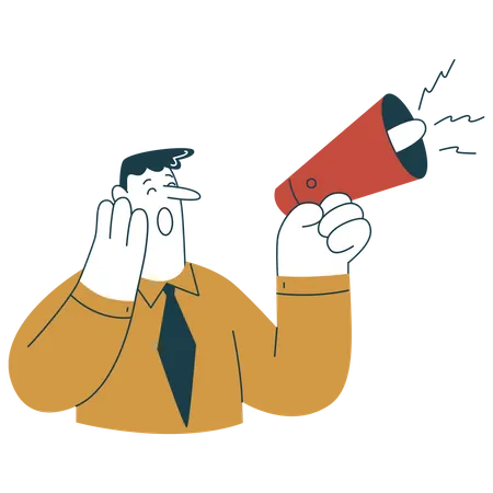 Man announcing for sale in megaphone  Illustration