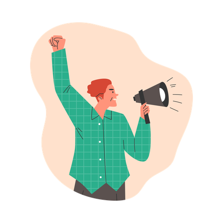 Man announcing in megaphone  Illustration
