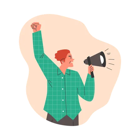 Man announcing in megaphone  Illustration