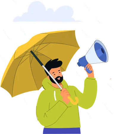 Man announcing monsoon sale  Illustration