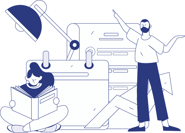 Man announcing Online lecture  Illustration