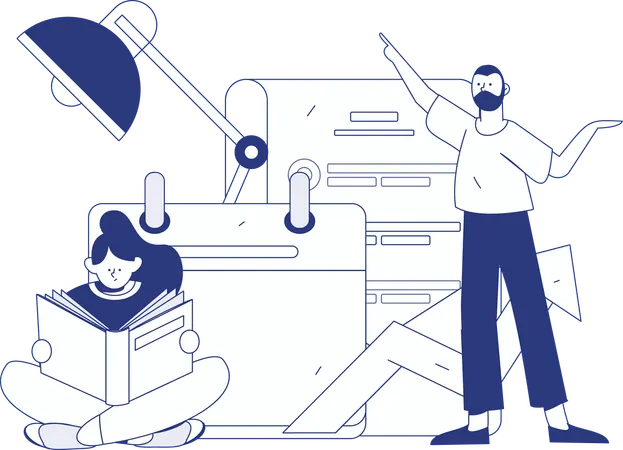 Man announcing Online lecture  Illustration