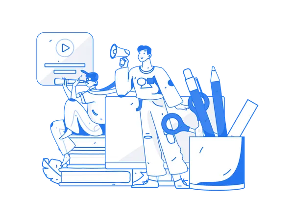 Man announcing Online lecture  Illustration