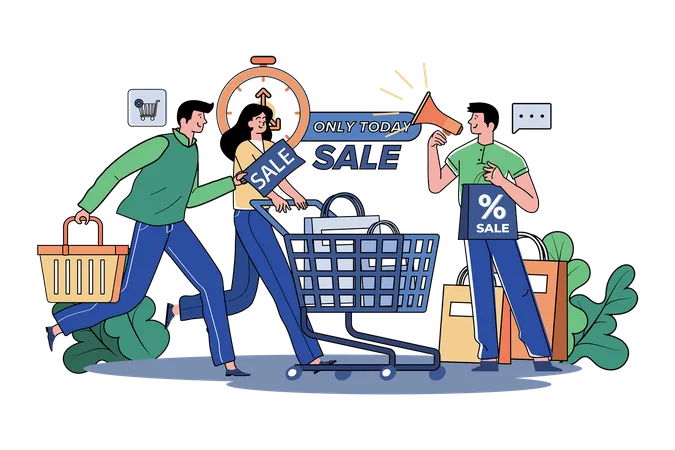 Man Announcing Shopping Sale  Illustration