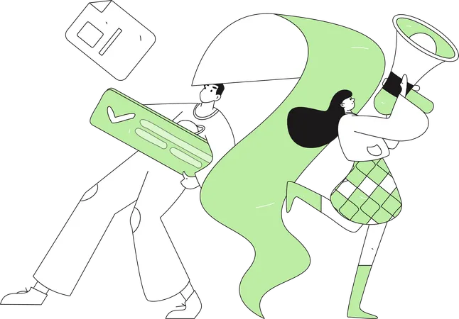 Man announcing staff record  Illustration