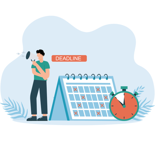 Man announcing Task Deadline  Illustration