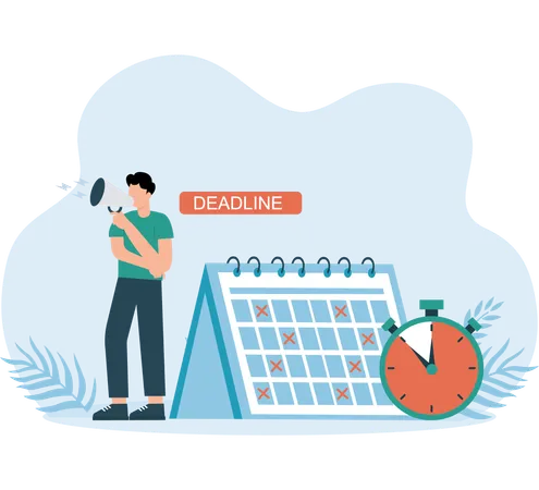 Man announcing Task Deadline  Illustration