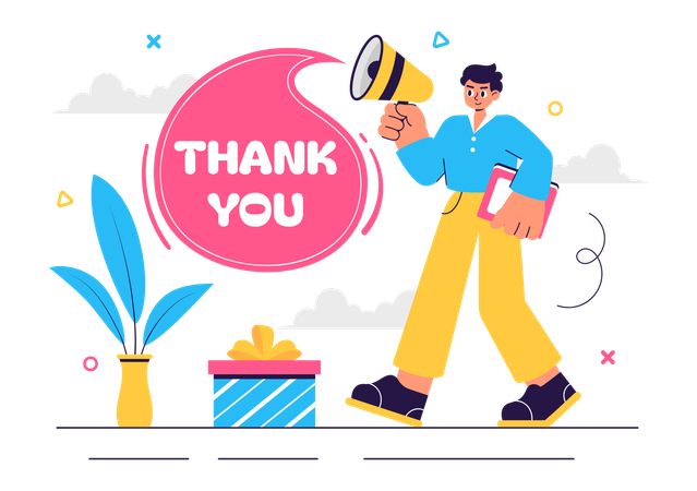 Man announcing Thank You  Illustration