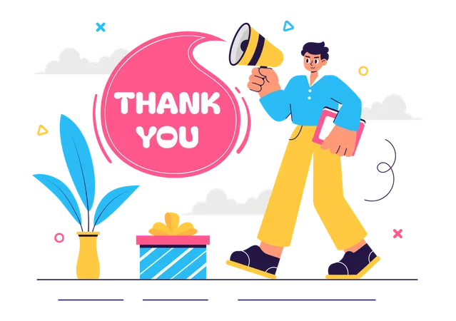 Man announcing Thank You  Illustration