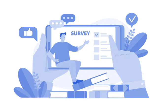 Man Answering Online Survey  Illustration