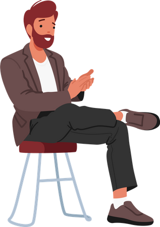 Man Applauding Sitting on Chair  Illustration