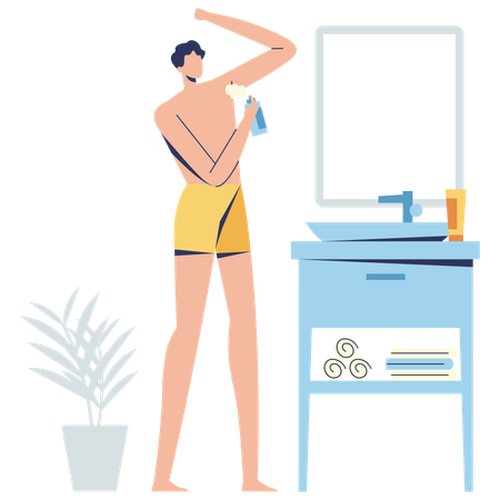 Man applying body Deodorant  Illustration