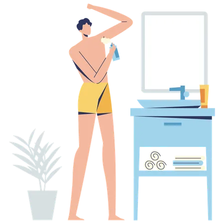 Man applying body Deodorant  Illustration