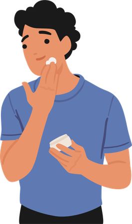 Man Applying Face Cream For Refreshed Look  Illustration
