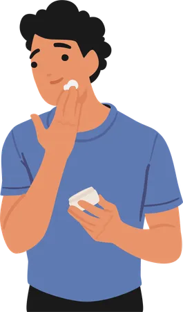 Man Applying Face Cream For Refreshed Look  Illustration