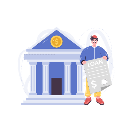 Man applying for a loan  Illustration