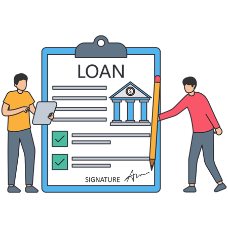 Man applying for bank loan  Illustration