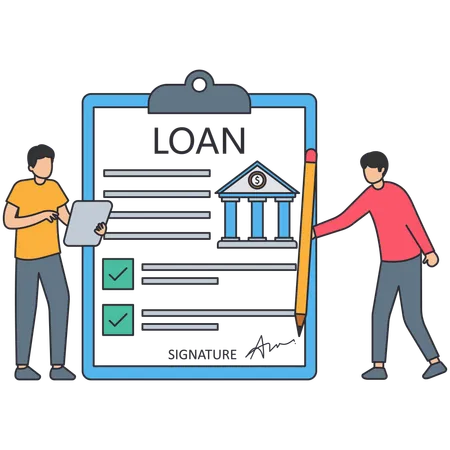 Man applying for bank loan  Illustration