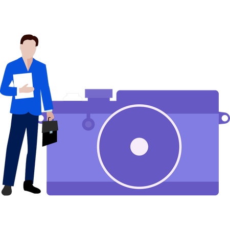 Man applying for job as  photographer  Illustration