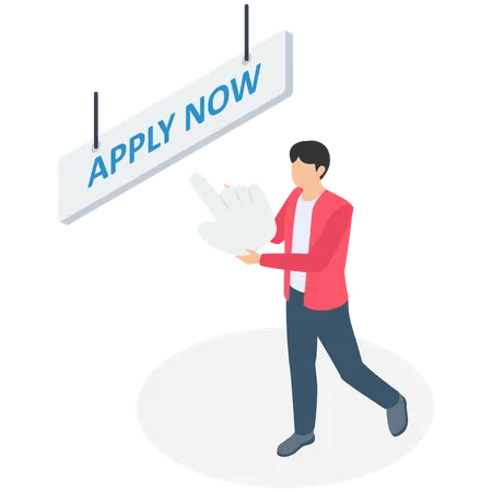 Man applying for job online  Illustration