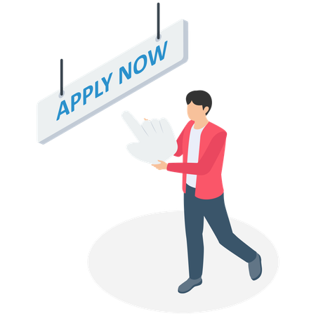 Man applying for job online  Illustration
