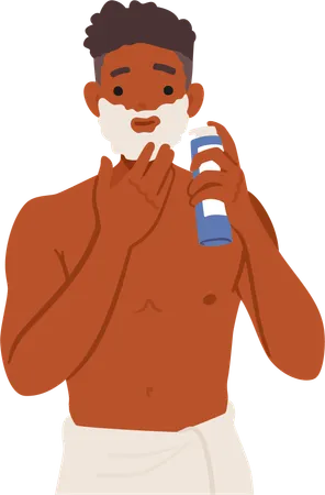 Man Applying Shaving Foam On Face  Illustration