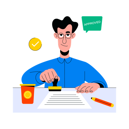 Man Approved business Stamp  Illustration