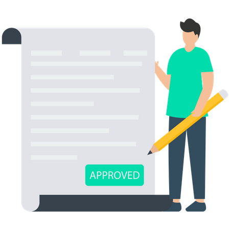 Man Approved contract paper  Illustration