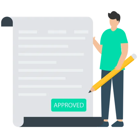 Man Approved contract paper  Illustration