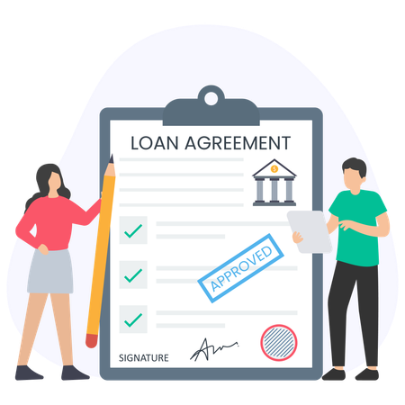 Man Approved Loan Agreement  Illustration