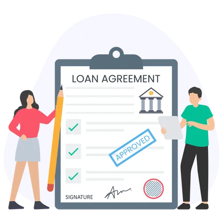 Man Approved Loan Agreement  Illustration