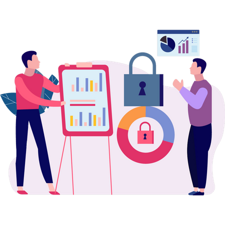 Man are protecting data  Illustration