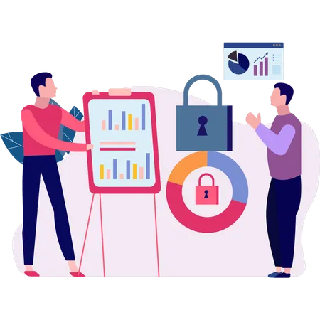 Man are protecting data  Illustration