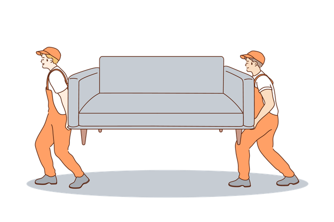Man are shifting sofa from house  Illustration