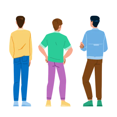 Male Man Back Vector View Guy Model Casual Wo Up Male Man Back Character People Flat Cartoon Illustration Illustration