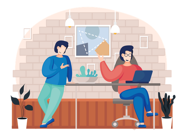 Man are working in office Illustration