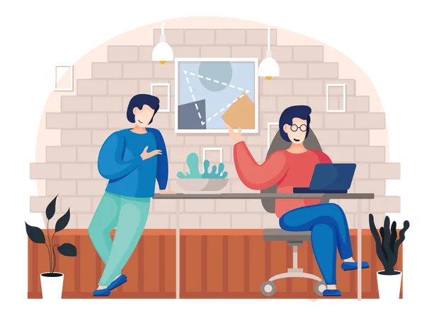 Man are working in office  Illustration