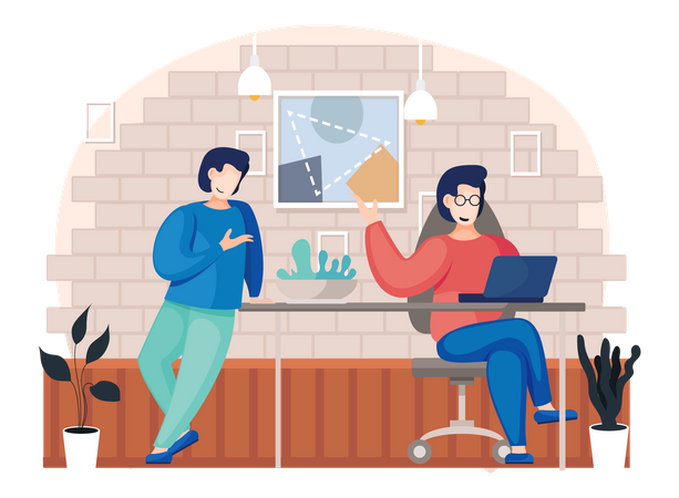 Man are working in office  Illustration