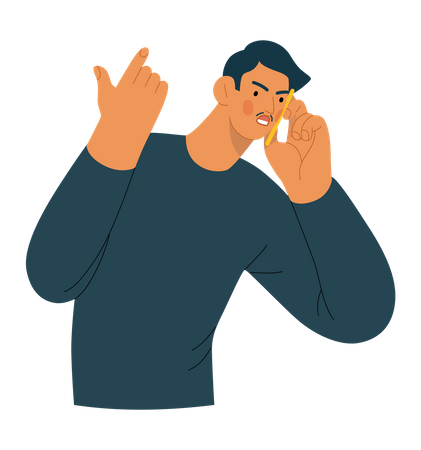 Man arguing on phone Illustration
