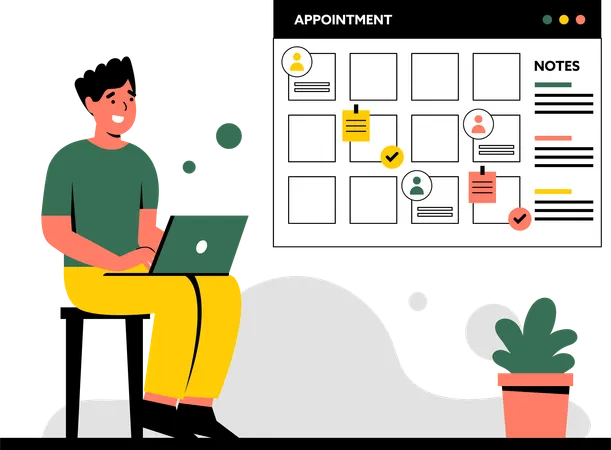 Welcome To The World Of Appointment Scheduling In This Vibrant And Modern Flat Illustration Theme Youll Discover A Seamless Blend Of Simplicity And Creativity Designed To Make Managing Your Time A Breeze Illustration