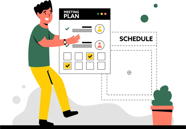 Man arrange meeting schedule  Illustration