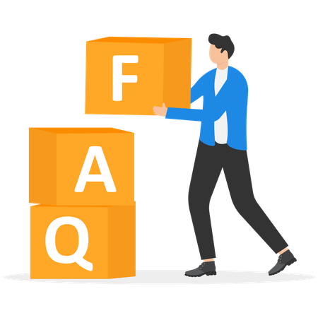 Man arranging faq cube for customer support  Illustration