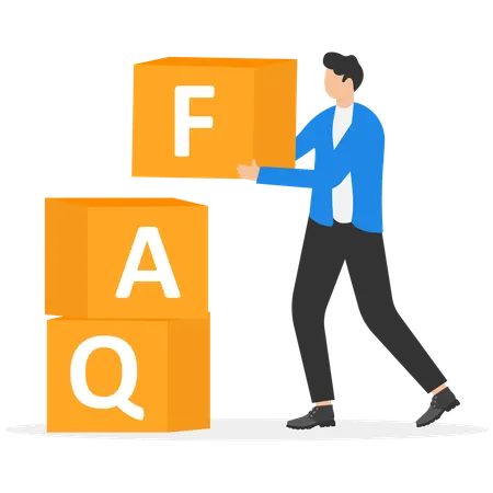 Man arranging faq cube for customer support  Illustration