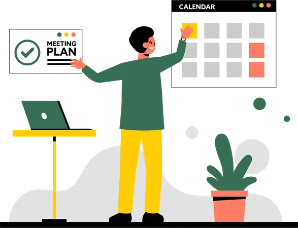 Man Arranging Meeting Schedule  Illustration