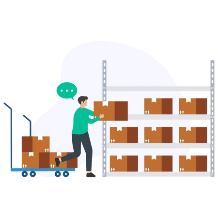 Man arranging Package in Warehouse  Illustration