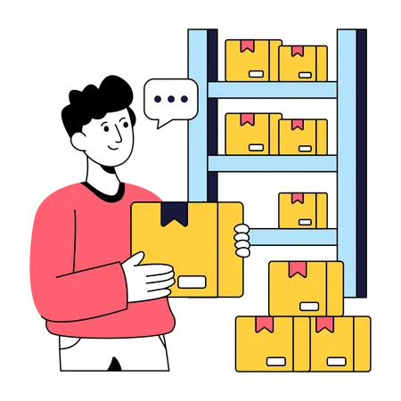 Man arranging Parcel in Racks  Illustration