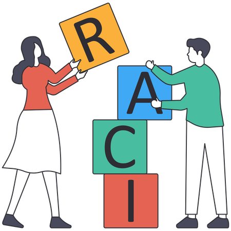 Man arranging Raci Matrix  Illustration