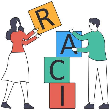 Man arranging Raci Matrix  Illustration