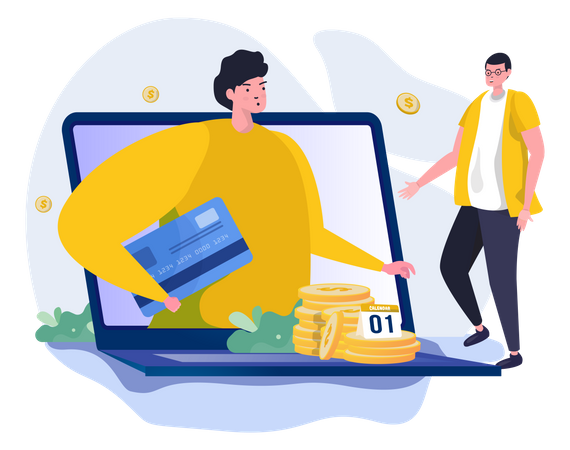 Man Ask about salary payment  Illustration