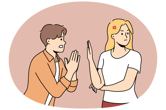 Man ask woman for forgiveness  Illustration